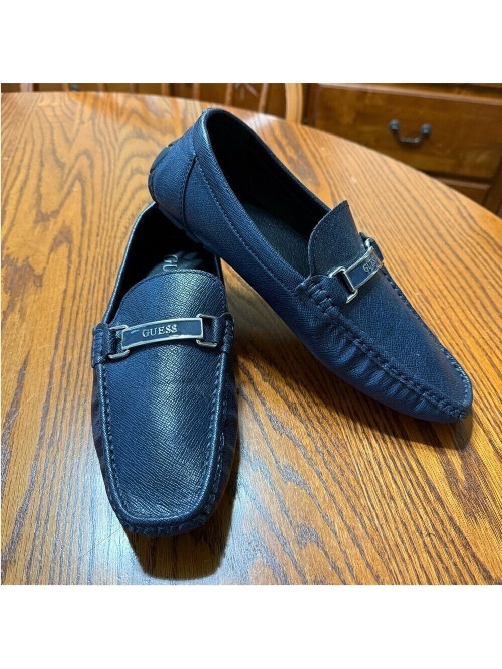 GUESS Men's Navy Blue Loafers Size 7